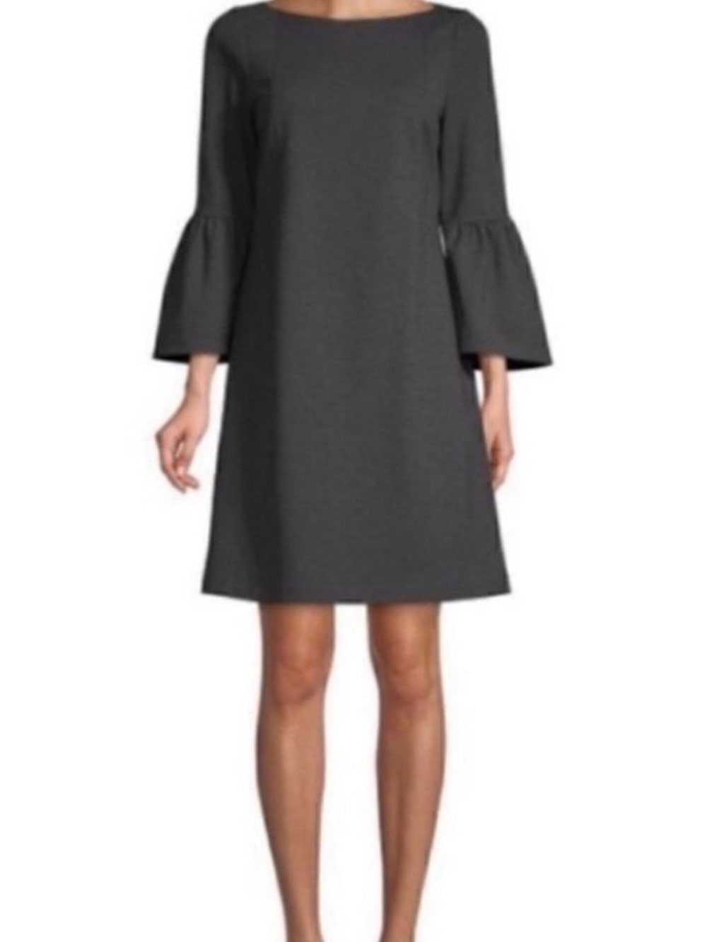 Lafayette 148 NY Marissa Bell Sleeve Shift Mini Dress Gray Knit Size XL Office